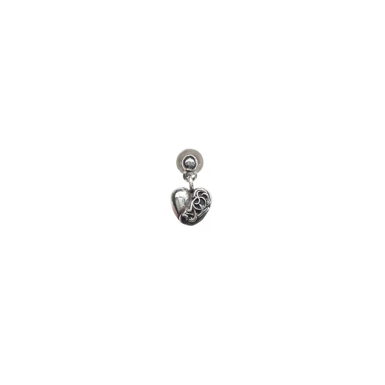 Chrome Hearts 925 Silver Vine Heart Drop Earring