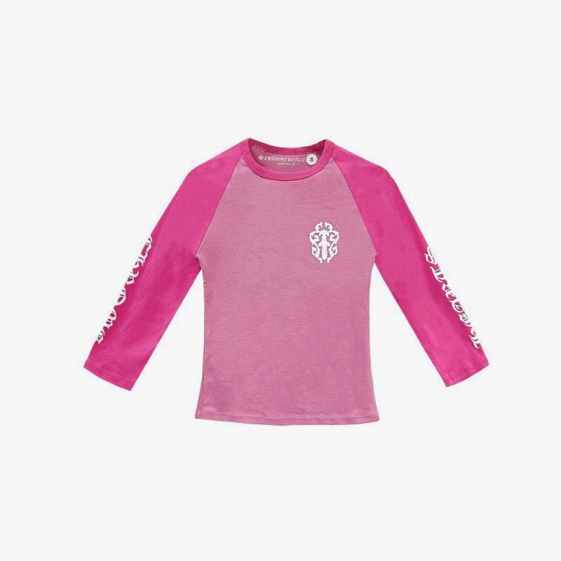 クロムハーツ ピンクスクリプトロゴ ロングTシャツ - トップス