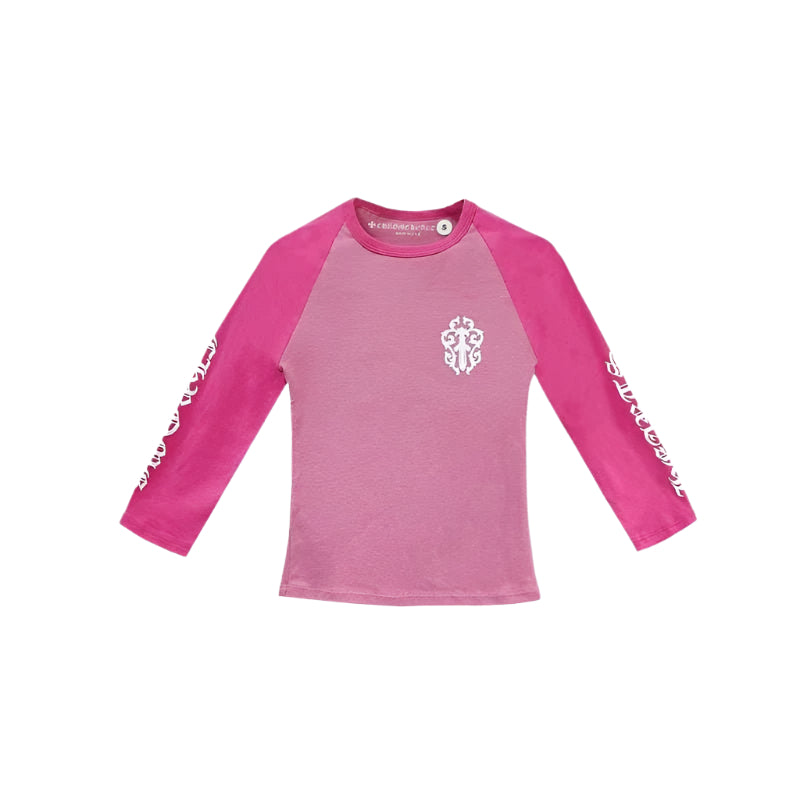 Chrome Hearts Baby Pink Dagger Script Logo Mid Sleeve T-shirt - SHENGLI ROAD MARKET