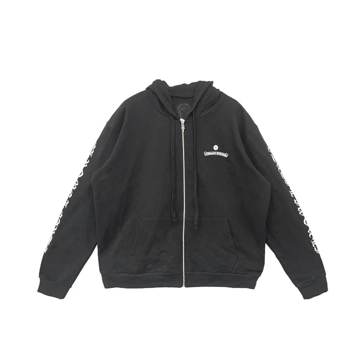 Chrome Hearts Back Scroll Logo Zip Up Hoodie - SHENGLI ROAD MARKET