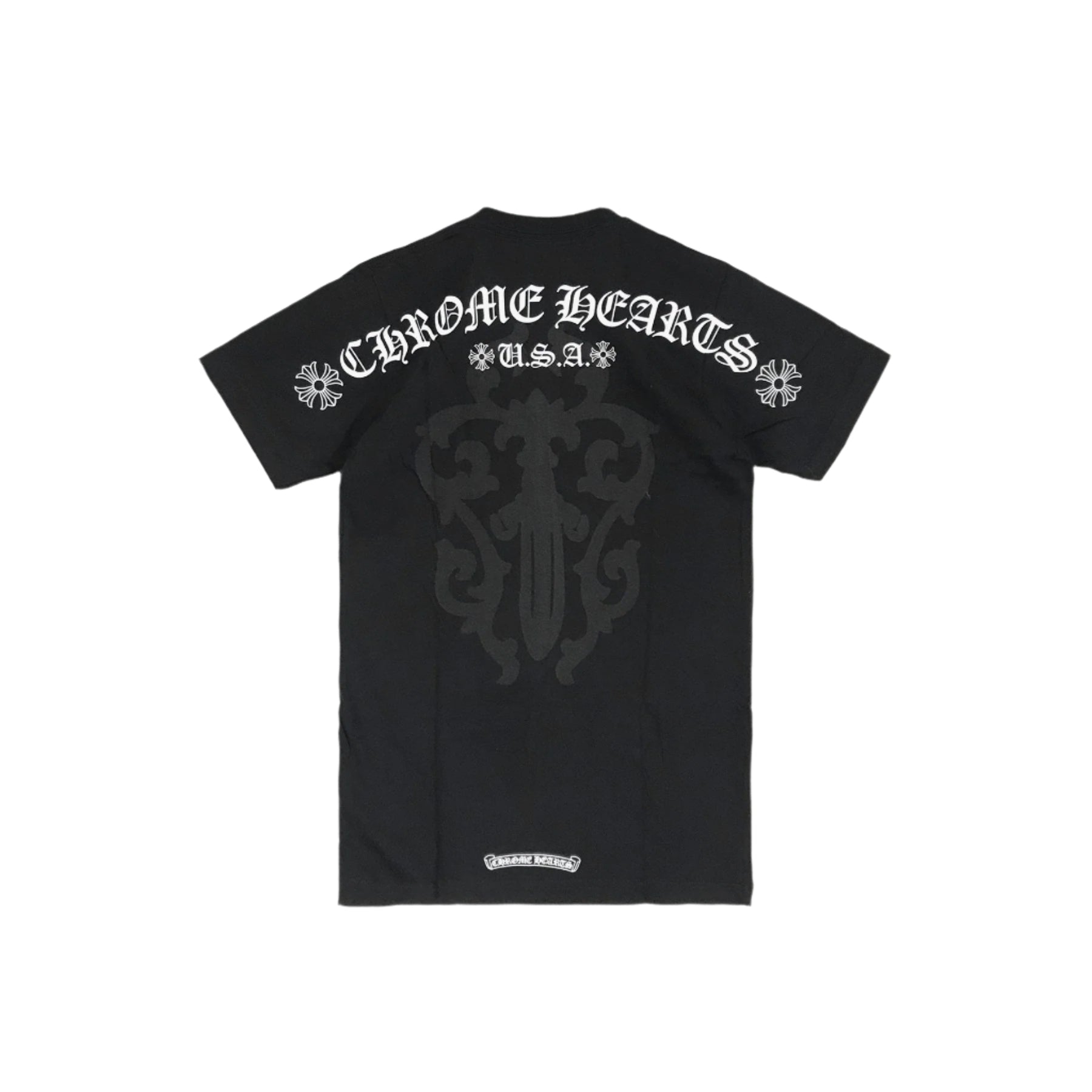 Chrome Hearts Back USA Script Dagger Logo Short Sleeve T-Shirt