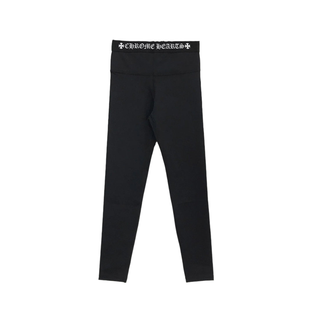 Chrome Hearts Black Script Logo Leggings - SHENGLI ROAD MARKET