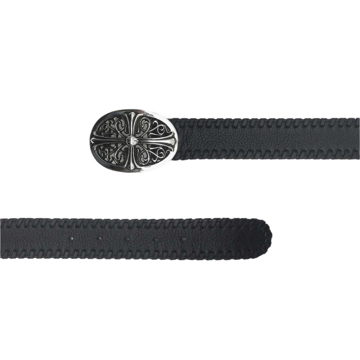 Chrome Hearts Black Weave Ornate Belt with Silver Buckle - SHENGLI ROAD MARKET