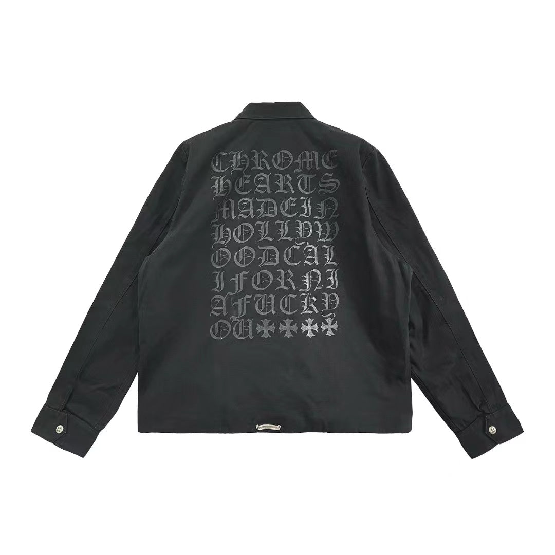 Chrome Hearts Black Zip Up Script Logo Work Jacket - SHENGLI ROAD MARKET