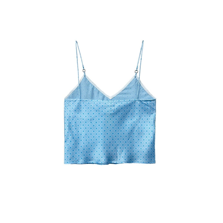 Chrome Hearts Blue Tonal Monogram Cross Pattern Silk Tanktop - SHENGLI ROAD MARKET