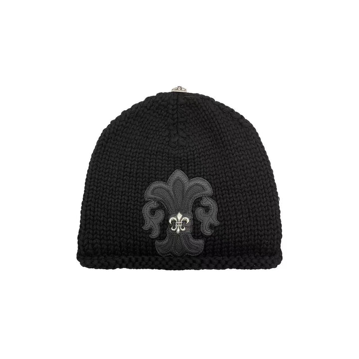 Chrome Hearts Cashmere Leather With Silver Fleur Beanie - SHENGLI ROAD MARKET