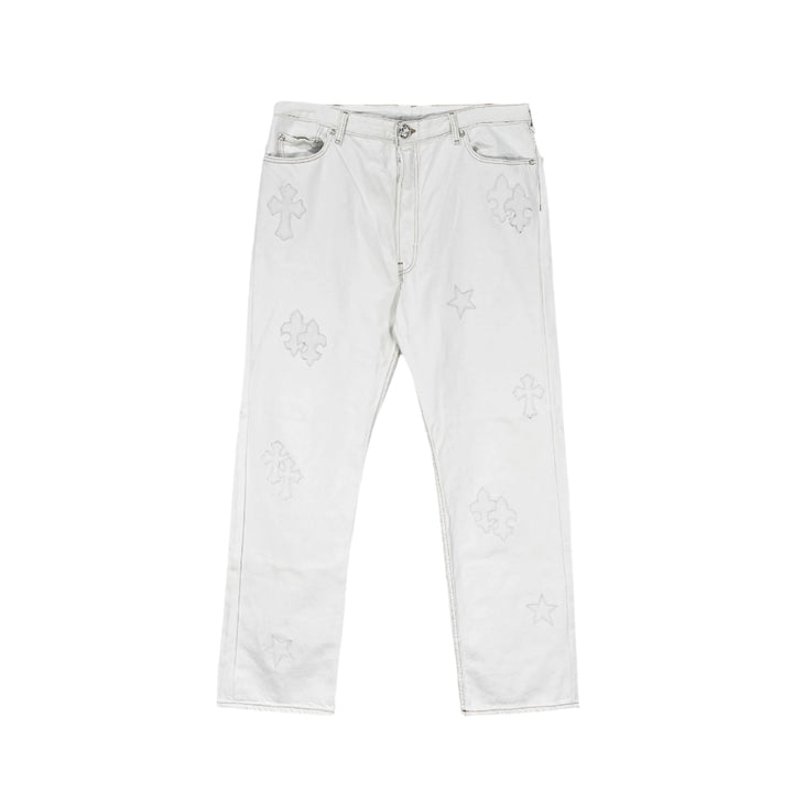 Chrome Hearts Chrome Hearts St.Barth Exclusive Star Cross Leather Patch Denim Jeans - SHENGLI ROAD MARKET