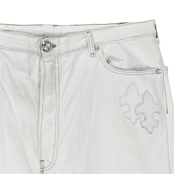 Chrome Hearts Chrome Hearts St.Barth Exclusive Star Cross Leather Patch Denim Jeans - SHENGLI ROAD MARKET