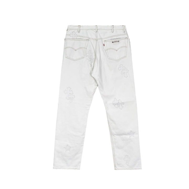 Chrome Hearts Chrome Hearts St.Barth Exclusive Star Cross Leather Patch Denim Jeans - SHENGLI ROAD MARKET