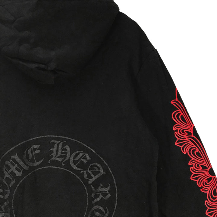 Chrome Hearts Horseshoe Logo With Red Cross On Sleeve Hoodie - SHENGLI ROAD MARKET