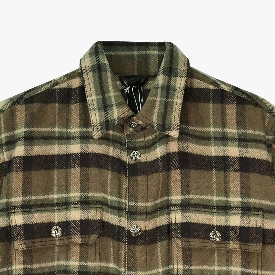 Chrome Hearts Khaki Work Dog Silver Button Shirt - SHENGLI ROAD MARKET