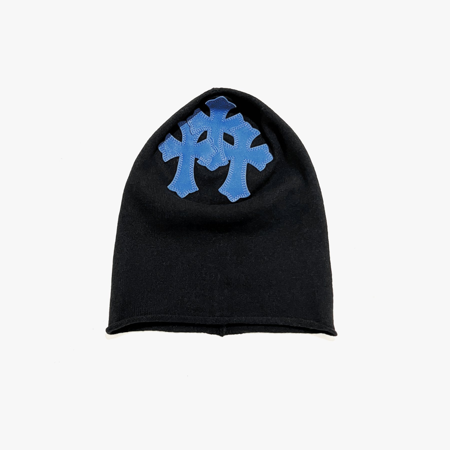 Chrome Hearts Leather Cemetery Cross Patch Cashmere Mask Beanie