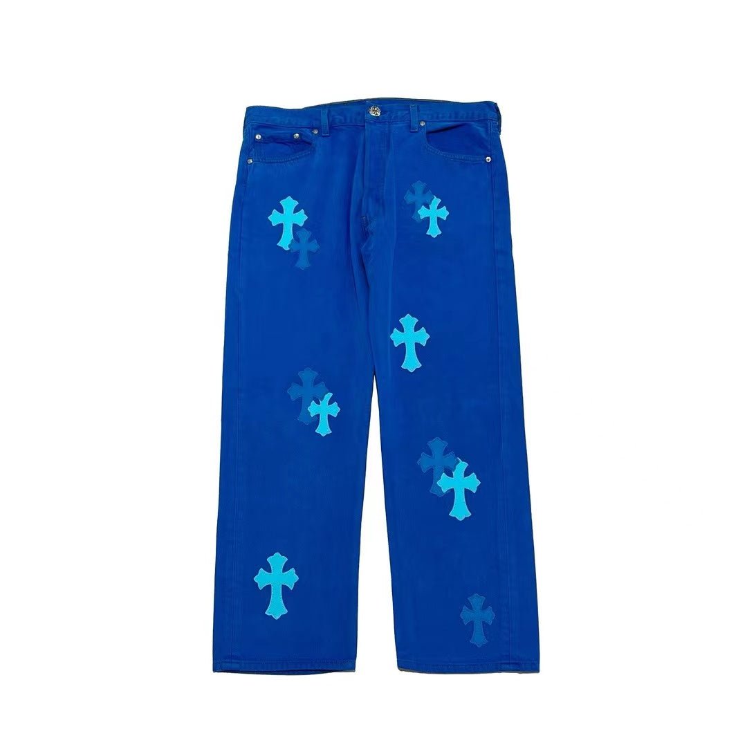 Chrome Hearts London Exclusive Blue Cross Patch Jeans - SHENGLI ROAD MARKET