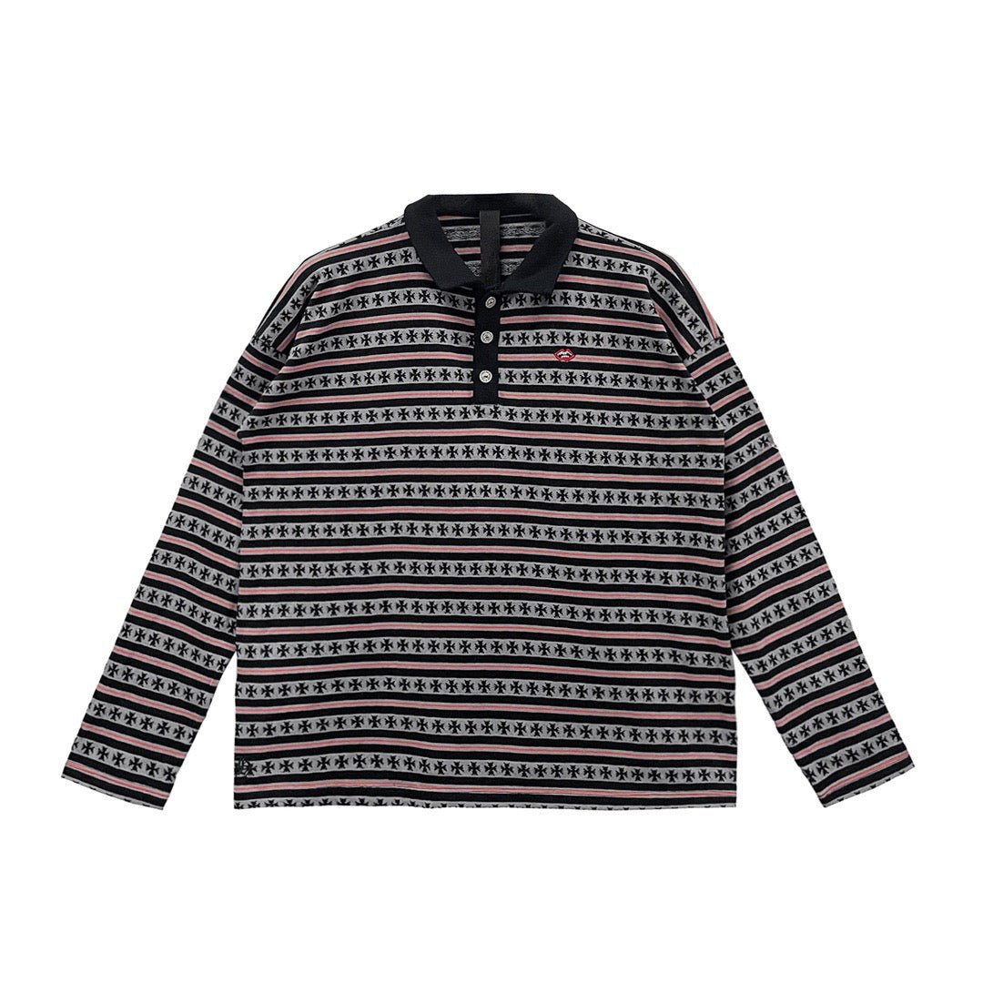 Chrome Hearts Matty Boy Limited Stripe Long Sleeve Polo