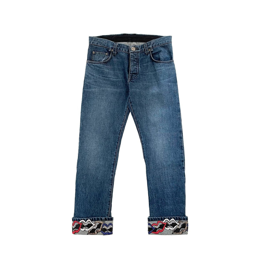 Chrome Hearts Matty Boy Lips Leather Patch Jeans - SHENGLI ROAD MARKET