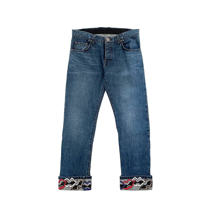 Chrome Hearts Matty Boy Lips Leather Patch Jeans - SHENGLI ROAD MARKET