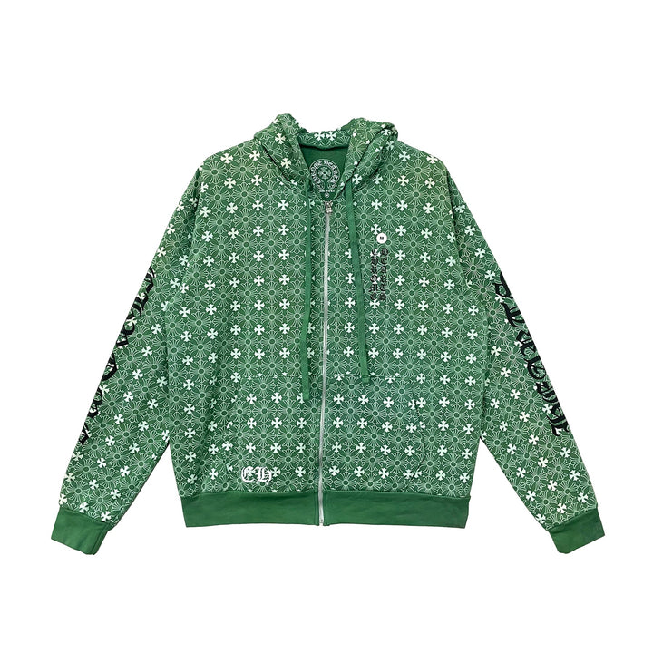 Chrome Hearts Miami Exclusive Horseshoe Zip Up Hoodie Motif Green - SHENGLI ROAD MARKET