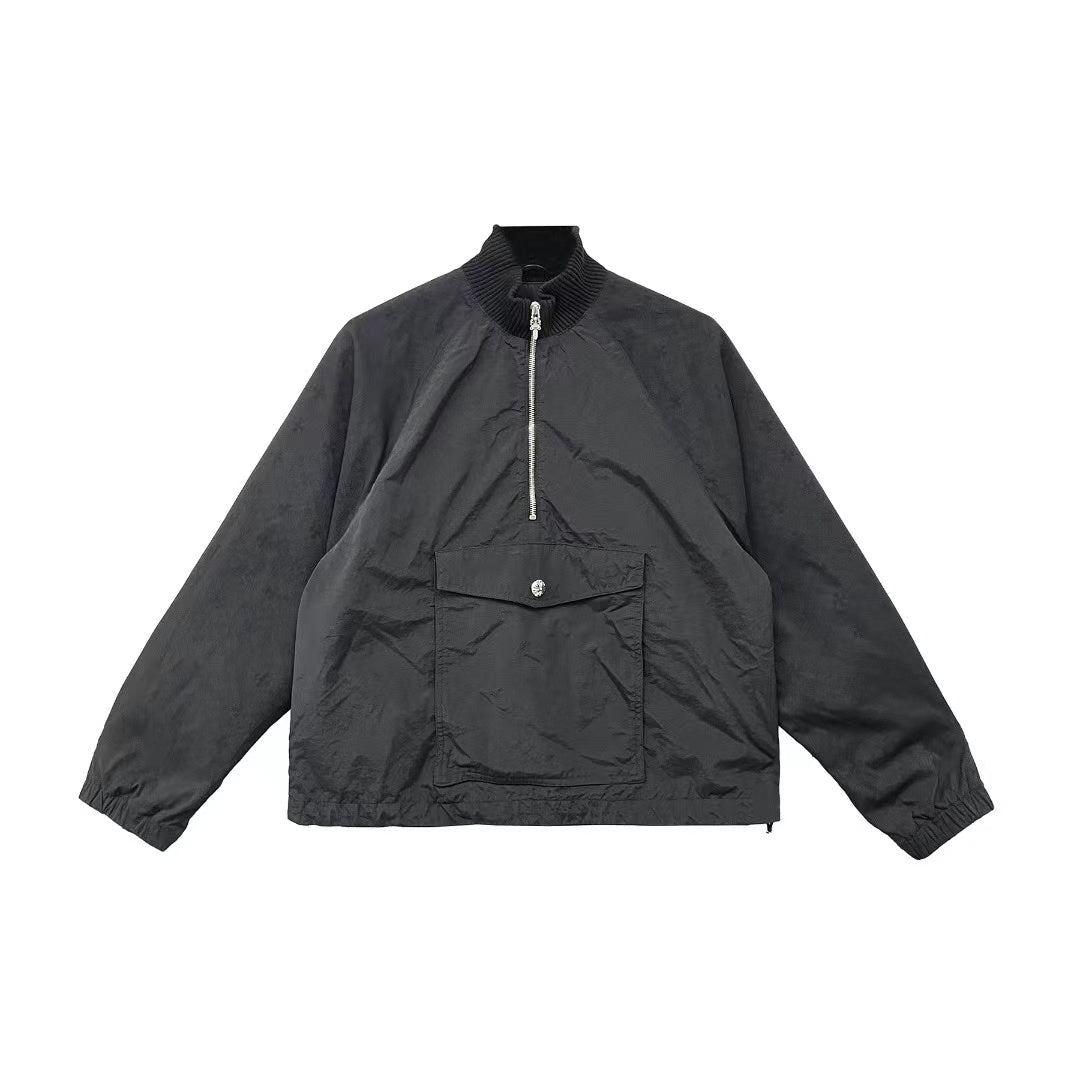 Chrome Hearts Monogram Cross Pattern Black Half Zip Jacket - SHENGLI ROAD MARKET