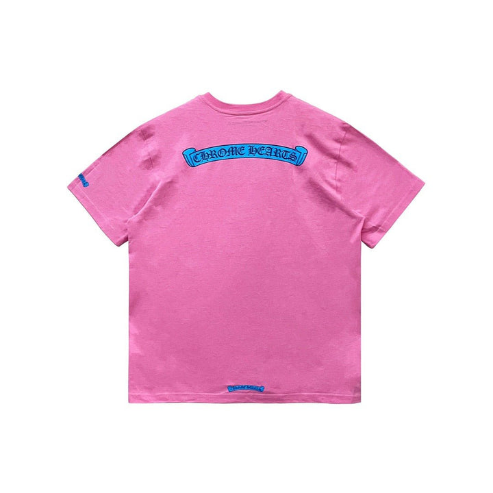 Chrome Hearts Pink Scroll Logo Tee - SHENGLI ROAD MARKET