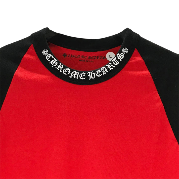 Chrome Hearts Red & Black Horseshoe Cross Logo Long Sleeve T-shirt - SHENGLI ROAD MARKET