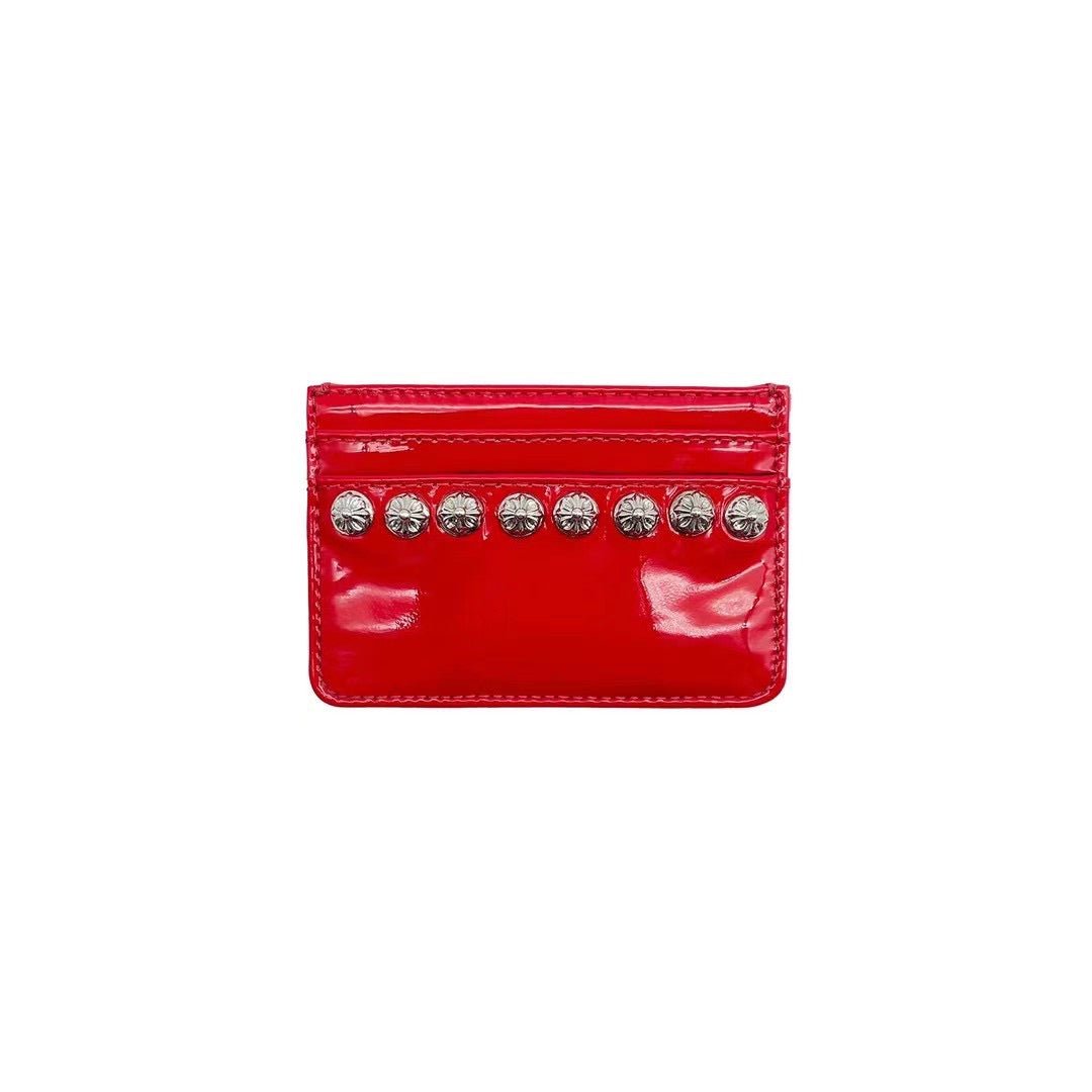 Chrome Hearts Red Patent Silver Studs Cardholder