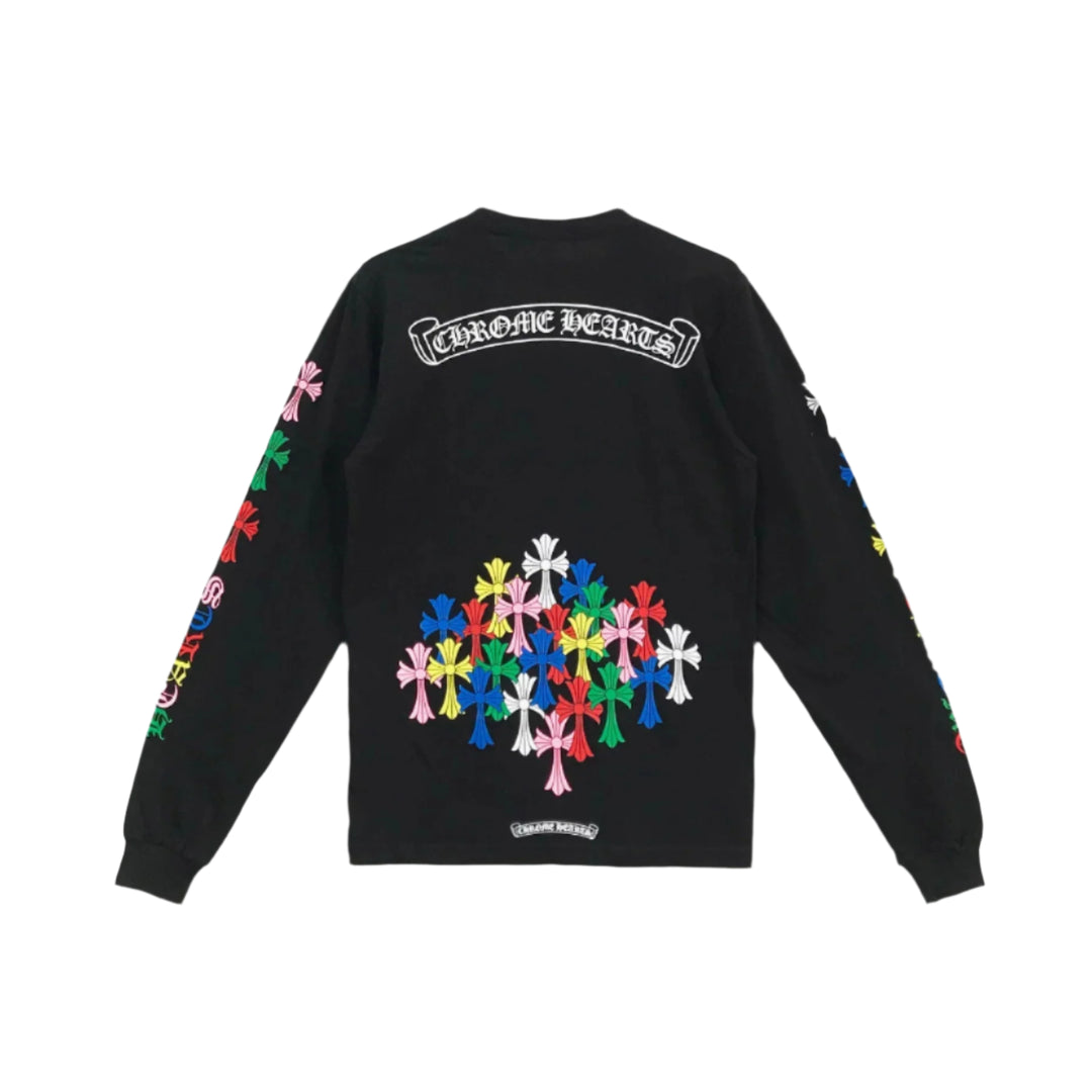 Chrome Hearts Scroll Logo Multi Color Crosses Long Sleeve Tshirt - SHENGLI ROAD MARKET