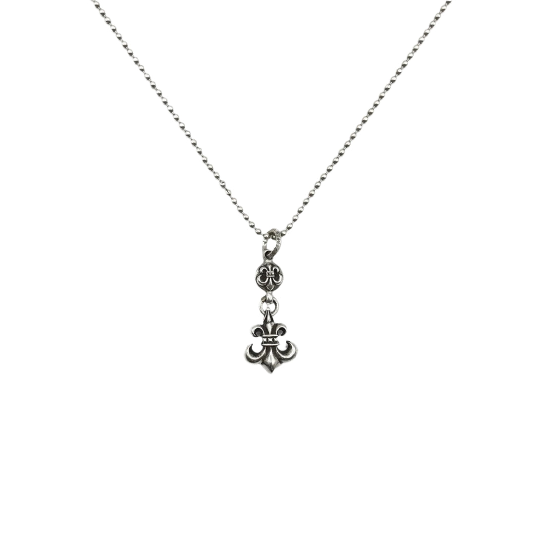 Chrome Hearts Silver Cross Ball & Fleur Necklace - SHENGLI ROAD MARKET