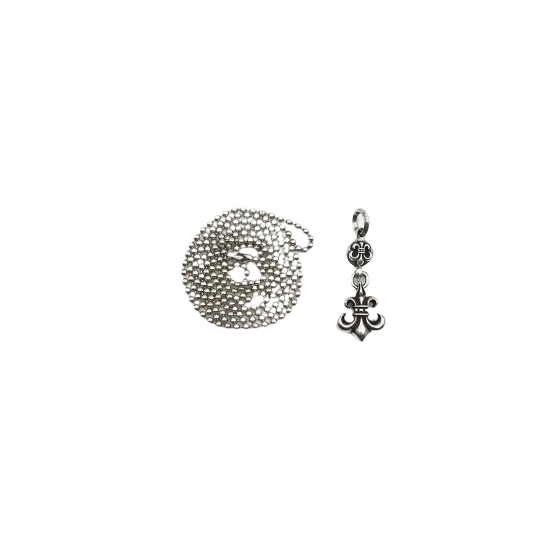 Chrome Hearts Silver Cross Ball & Fleur Necklace - SHENGLI ROAD MARKET