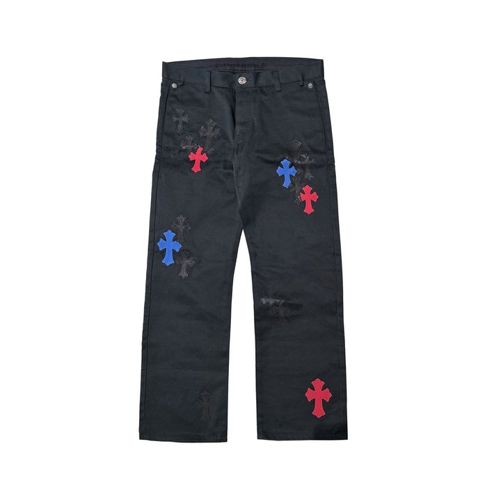 Chrome Hearts Three Colors Leather Cross Patch Carpenter Pants - SHENGLI ROAD MARKET
