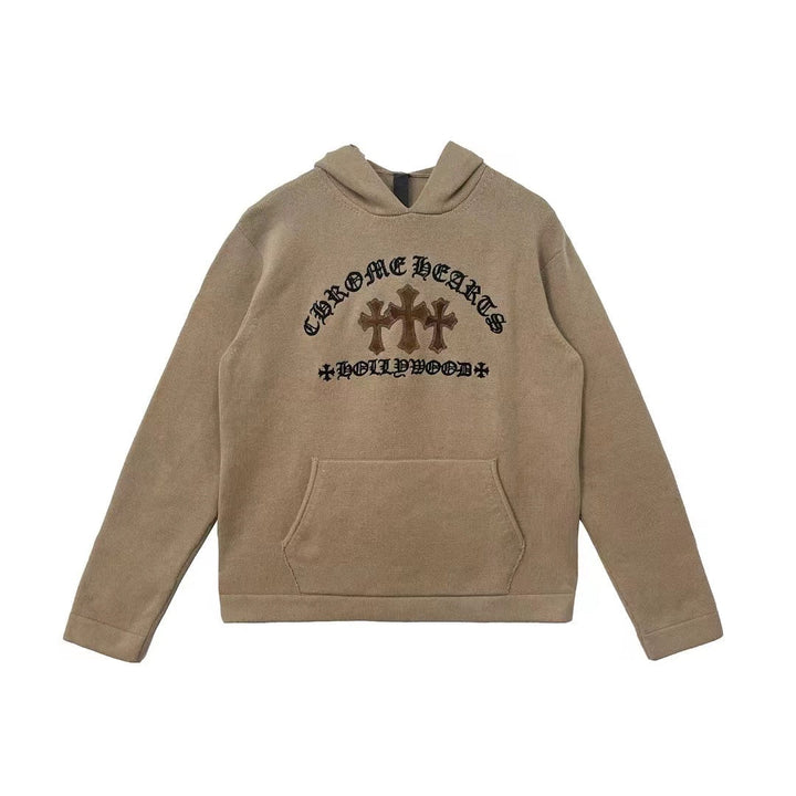 Chrome Hearts Triple Cross Embroidery Cashmere Hoodie - SHENGLI ROAD MARKET