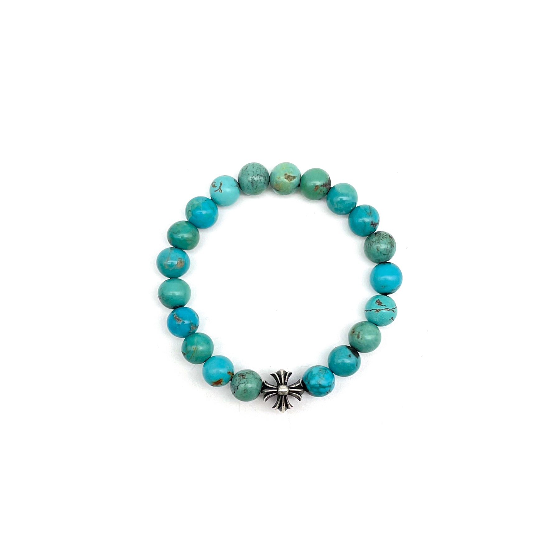 CHROME HEARTSターコイズビーズ/シルバークロスボールブレスレット