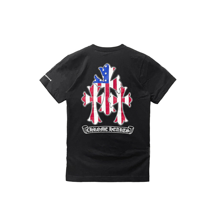 Chrome Hearts USA Flag Triple Cross Logo Short Sleeve Tee - SHENGLI ROAD MARKET