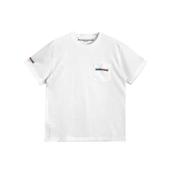 Chrome Hearts USA Flage Scroll Logo White Short Sleeve Tee - SHENGLI ROAD MARKET