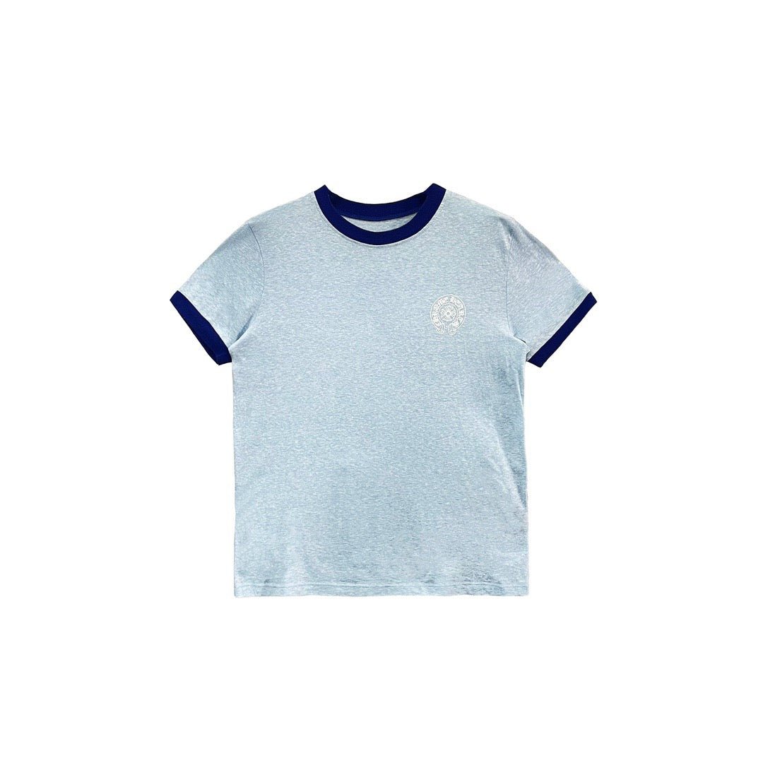 クロムハーツ ヴィンテージ ブルー スクロール ロゴ Tシャツ