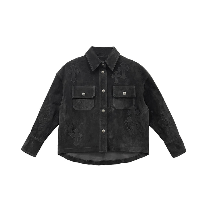 Chrome Hearts Work Dog Suede Cross Leather Jacket - SHENGLI ROAD MARKET