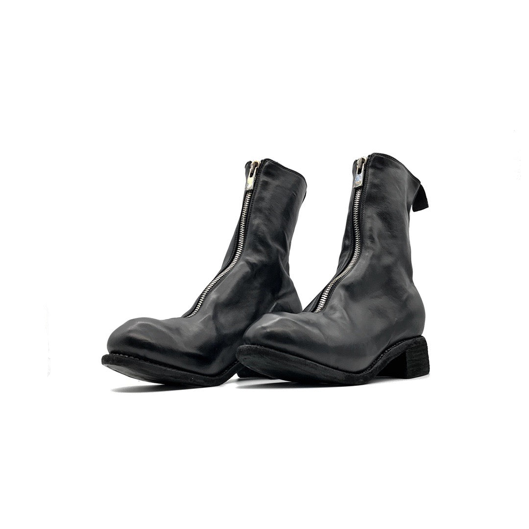 GUIDI PL2 ホース フルグレイン フロント ジップ メンズ レザー ブーツ