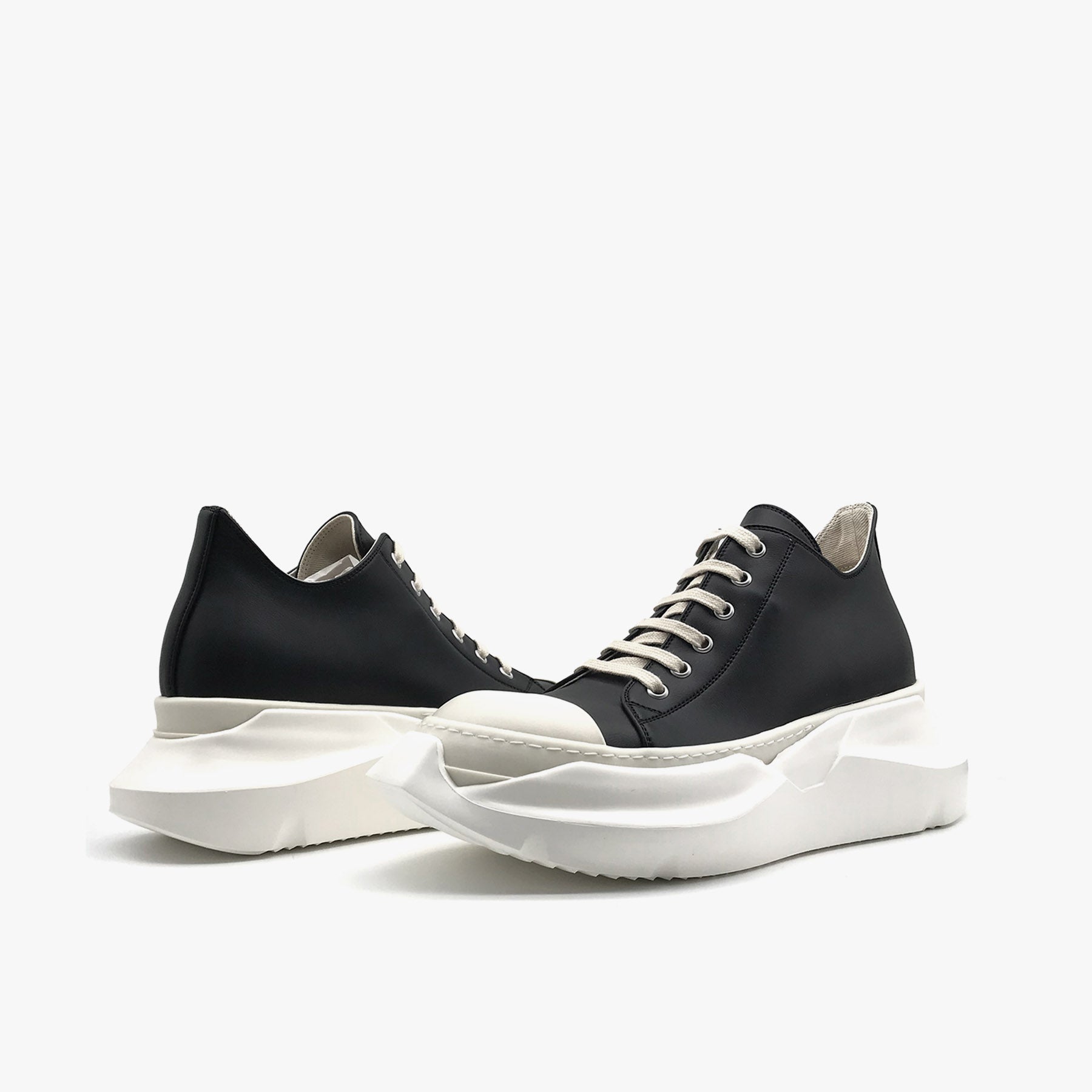 RICK OWENS Black Leather Low Sneaker - SHENGLI ROAD MARKET