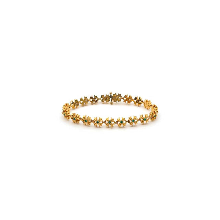 Chrome Hearts 22K Gold Tiny Plus Cross Emerald ID Bracelet