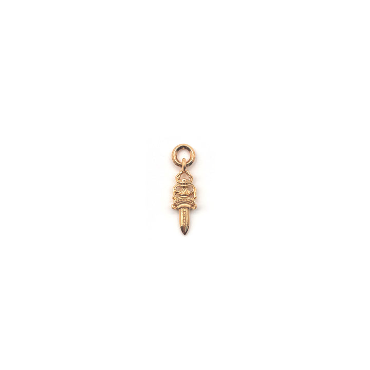 Chrome Hearts 22K Gold Emerald Dagger Charm Pendant