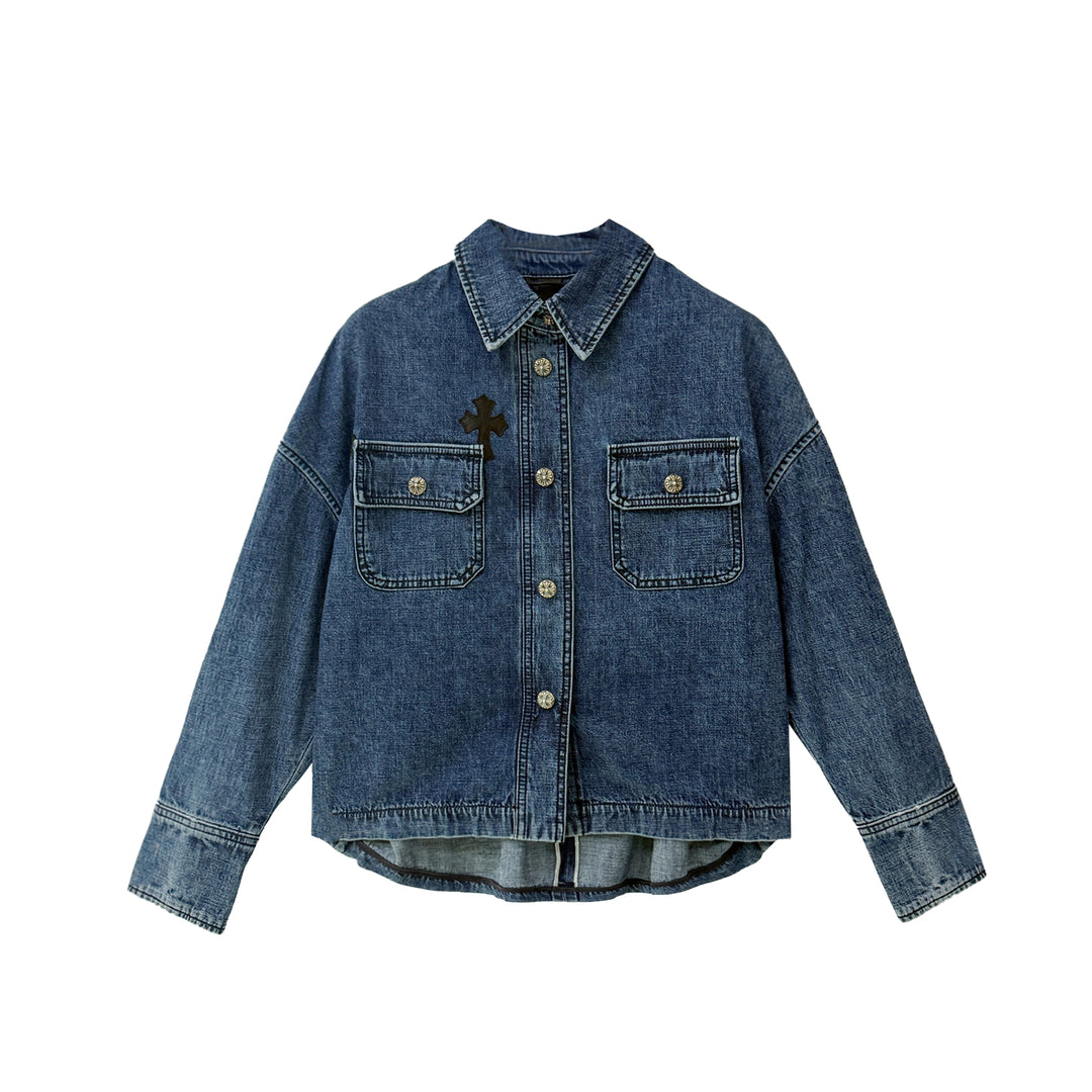 Chrome Hearts Cross Patch Denim Shirt Jacket