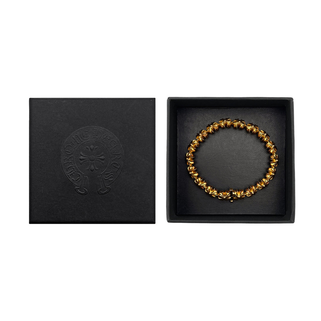 Chrome Hearts 22K Gold Tiny Plus Cross ID Bracelet