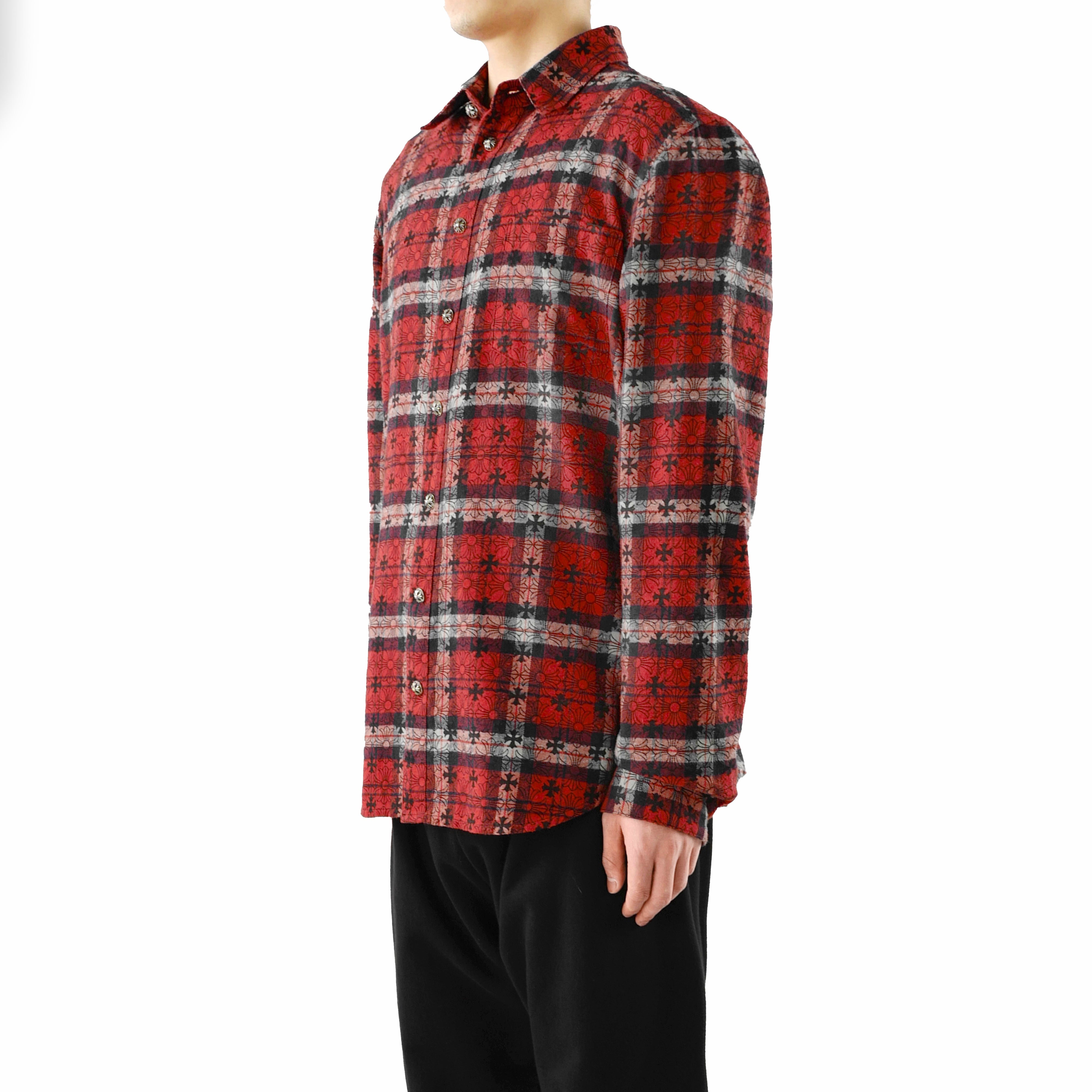 Chrome Hearts LOOSE END Cross Patch Cotton Flannel Shirt - SRM
