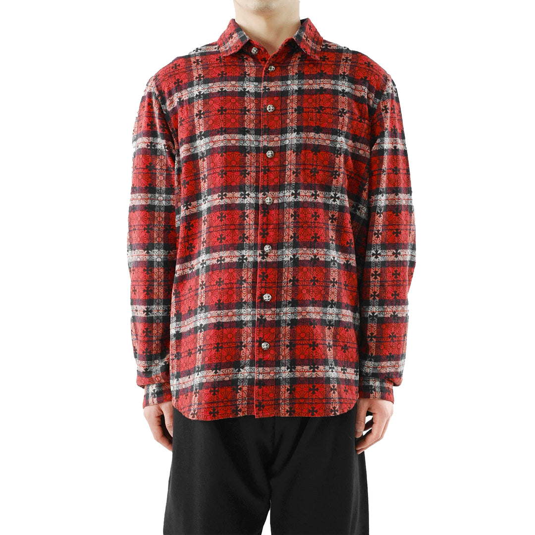 Chrome Hearts LOOSE END Cross Patch Cotton Flannel Shirt