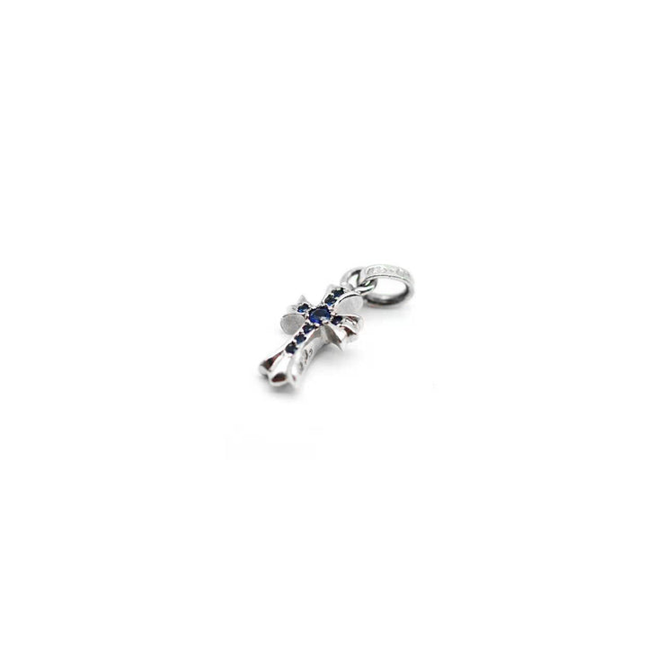 CHROME HEARTS (クロムハーツ) シルバー ブルー ダイヤモンド ベビーファット クロス ペンダント