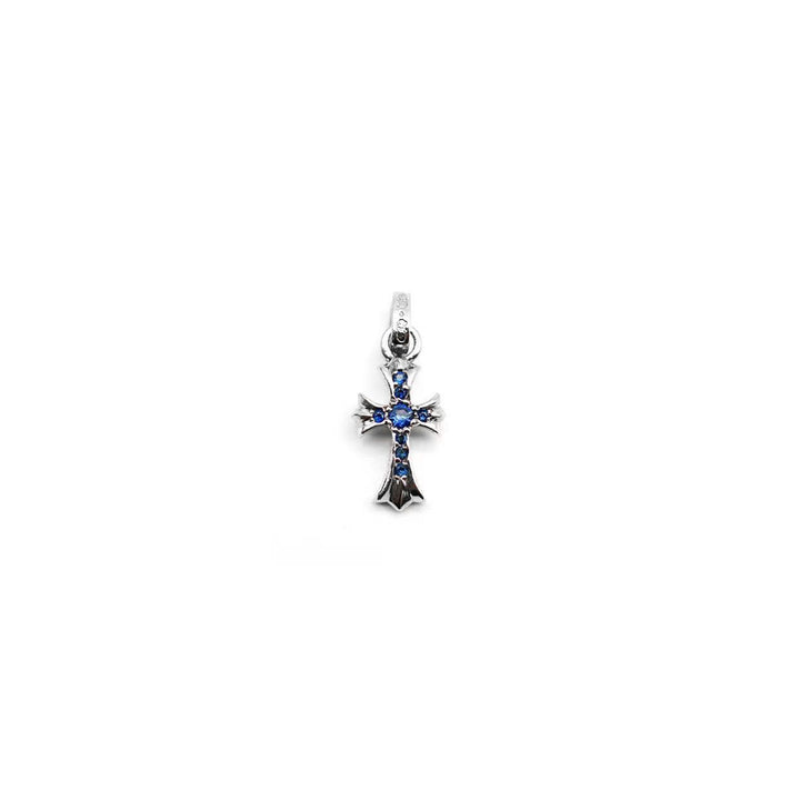 CHROME HEARTS (クロムハーツ) シルバー ブルー ダイヤモンド ベビーファット クロス ペンダント