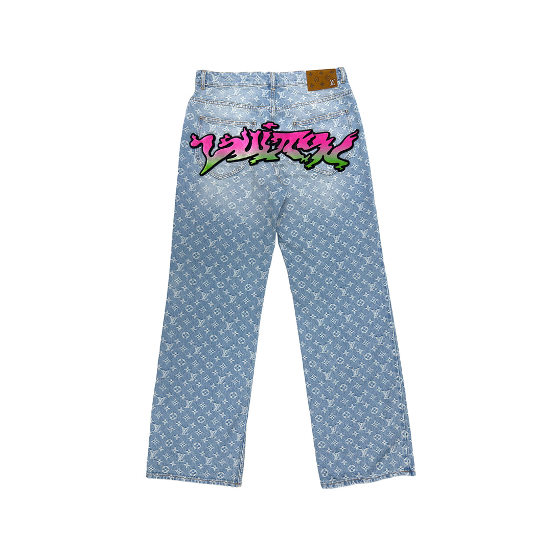 Louis Vuitton Graffiti Monogram Baggy Denim Jeans