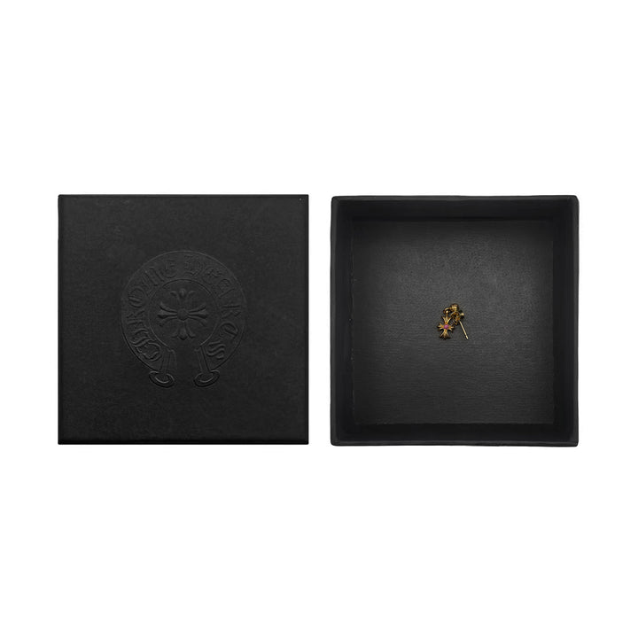 Chrome Hearts 22K Gold Pink Saph Tiny E Earring Drop