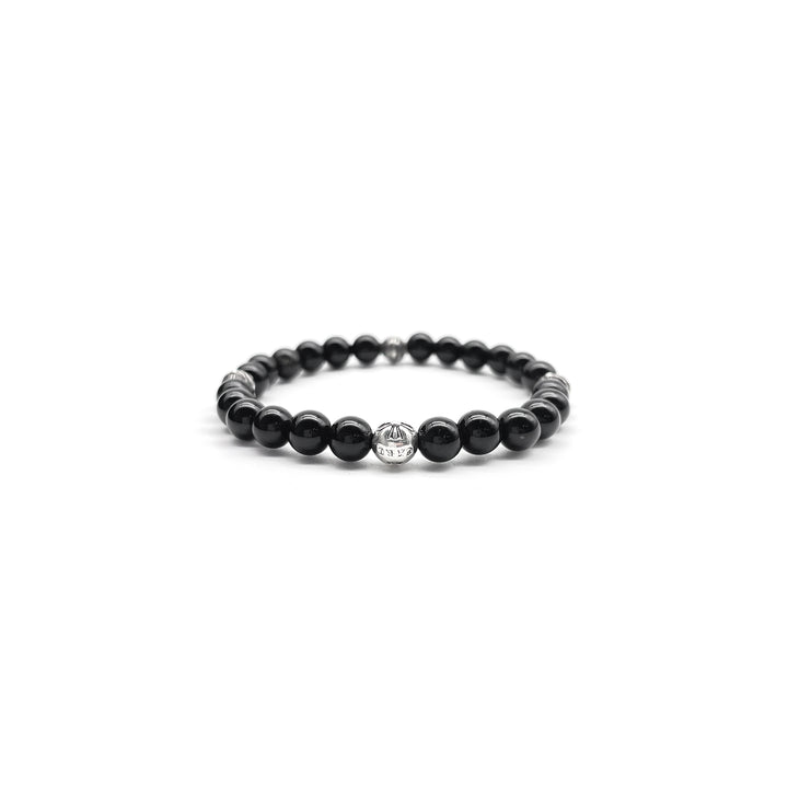 CHROME HEARTS (クロムハーツ) 6mm オブシディアンシルバー クロスボール ブレスレット