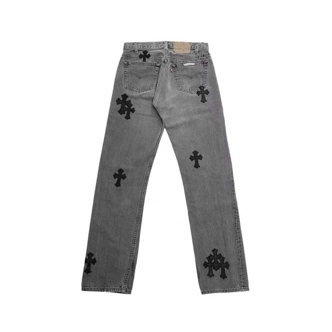 Chrome Hearts Levi's 501 Cross Patch Gray Jeans