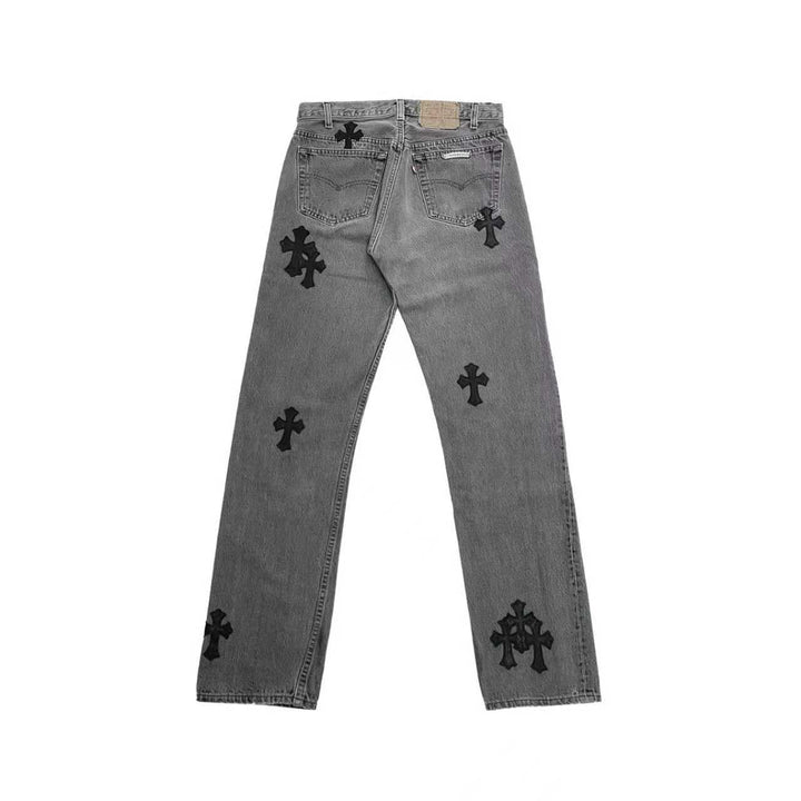 Chrome Hearts Levi's 501 Cross Patch Gray Jeans